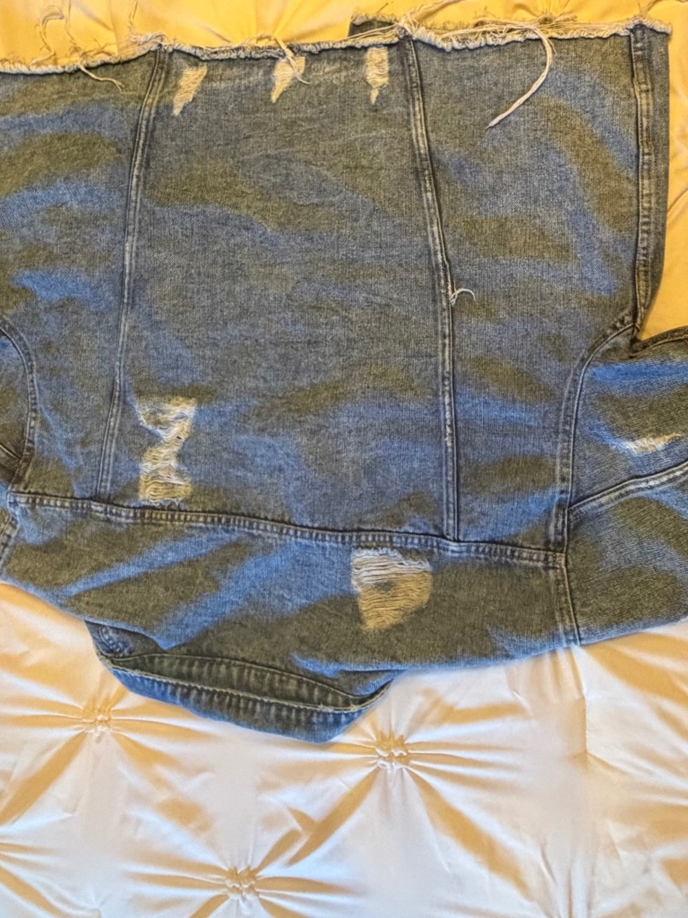 Women’s Over Size Short Sleeve Distressed Denim Jacket Cropped Jean Jacket